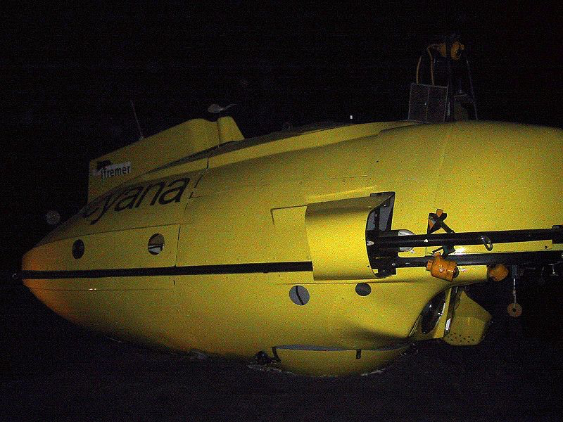 Le Cyana est un sous-marin de poche habité de l'Ifremer. La photo a été prise lors d'une exposition à l'Océanopolis de Brest.